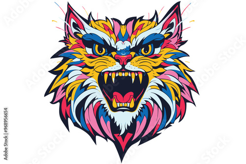Vector illustration of a majestic beast animal roaring