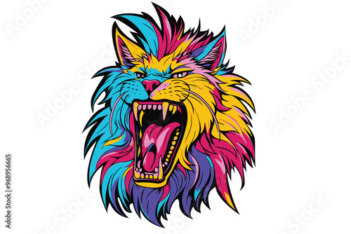 Vector illustration of a majestic beast animal roaring