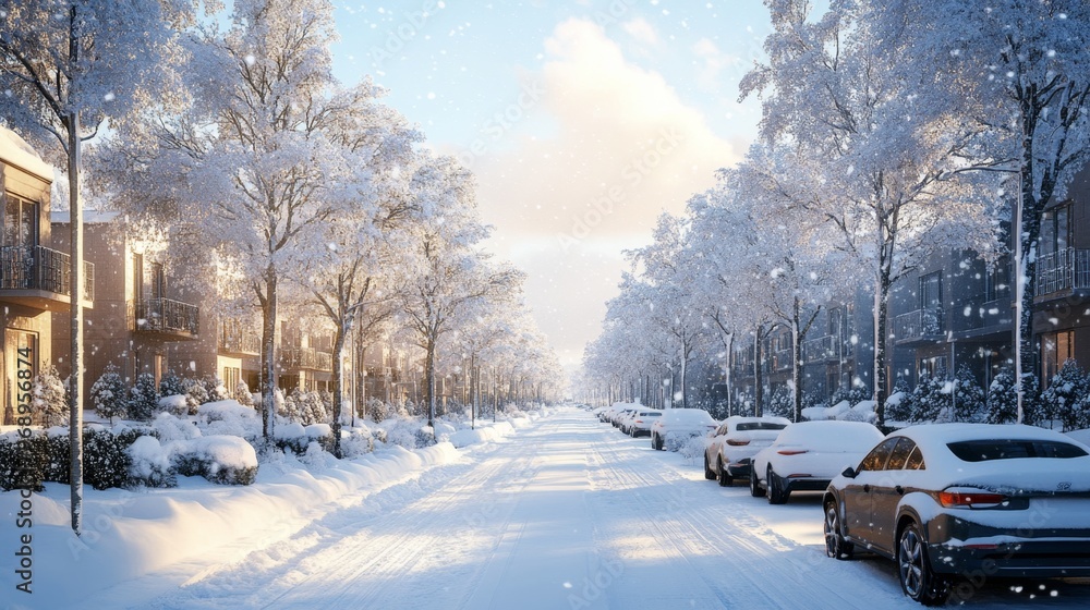 Snowy Street Scene. Snowy Street Scene.