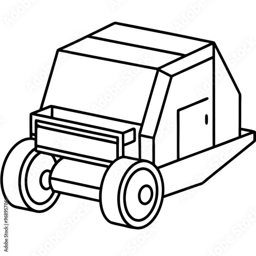 compactor machine outline coloring book page line art drawing