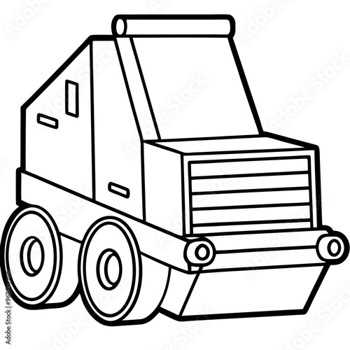 compactor machine outline coloring book page line art drawing