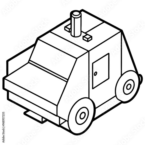 compactor machine outline coloring book page line art drawing