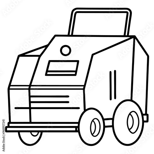 compactor machine outline coloring book page line art drawing