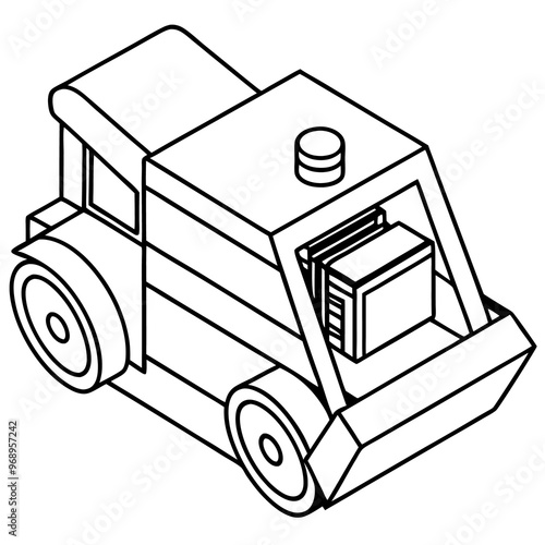 compactor machine outline coloring book page line art drawing