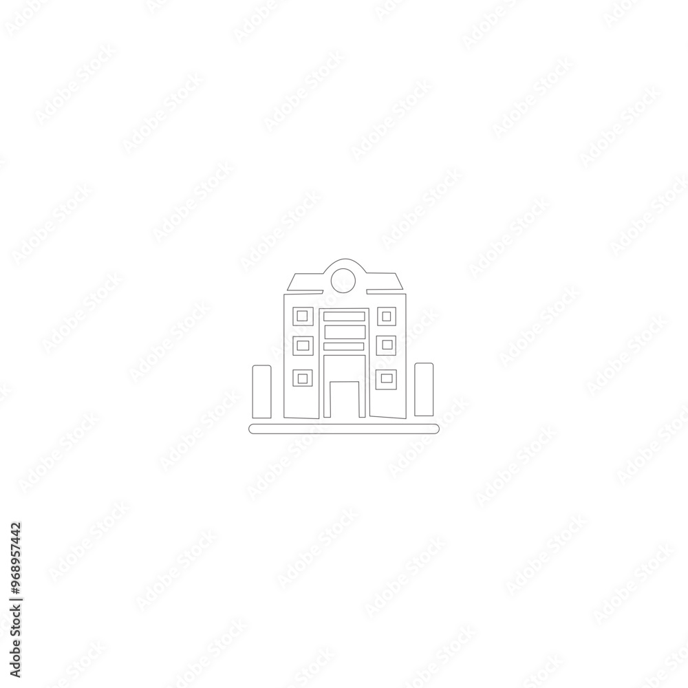 Naklejka premium Editable Stroke Vector Icon Set of Buildings