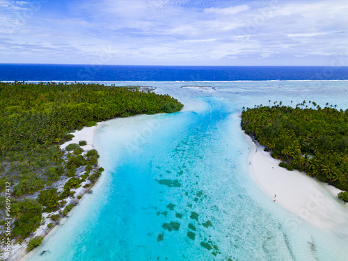 Fotografi Channel next to One Foot Island, Aitutaki, Cook Islands