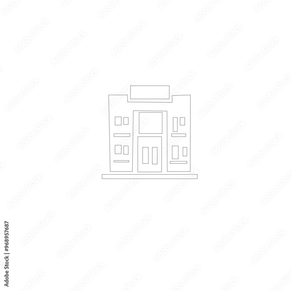 Editable Stroke Vector Icon Set of Buildings Editable Stroke Vector Icon Set of Buildings