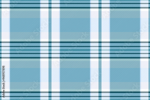 Stroke plaid vector seamless, nostalgia background check texture. 70s tartan pattern fabric textile in cyan and white colors.