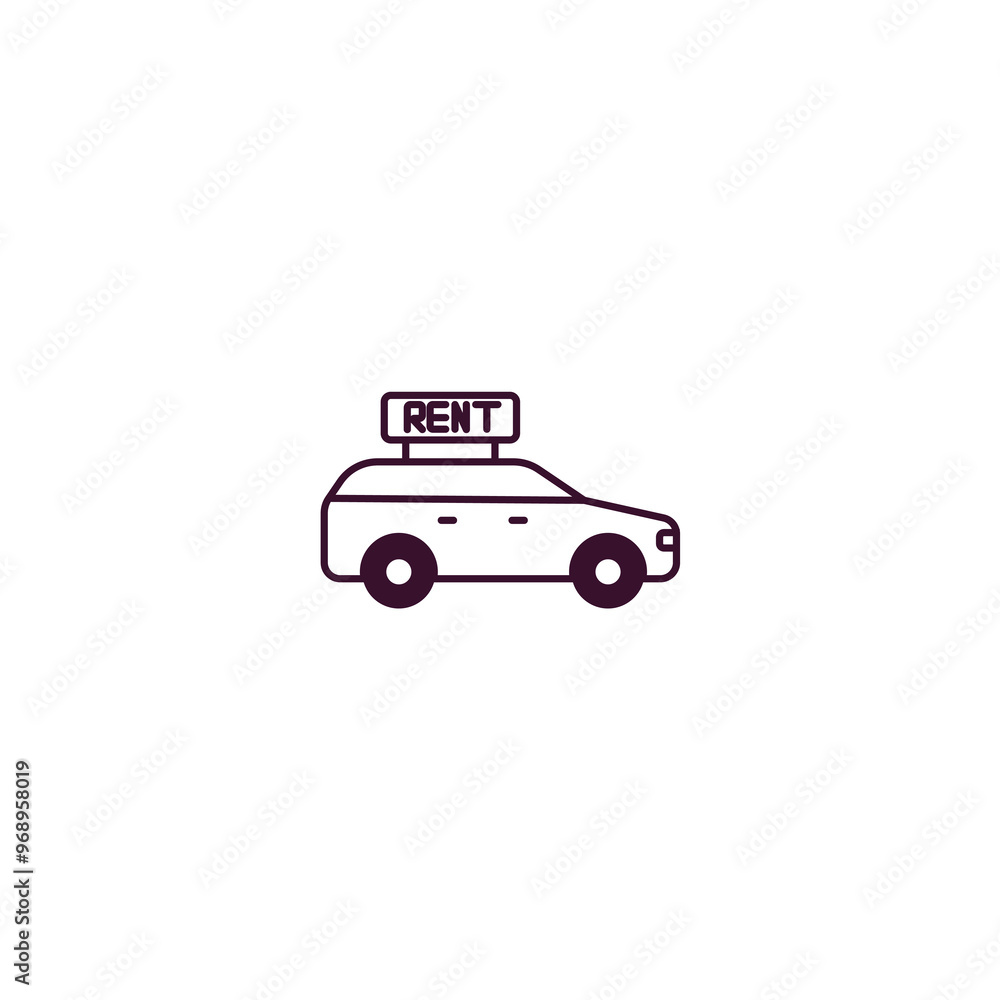 rent a car outline icon. Linear vector from hotel concept. Thin line rent a car icon isolated on white background rent a car outline icon. Linear vector from hotel concept. Thin line rent a car icon isolated on white background