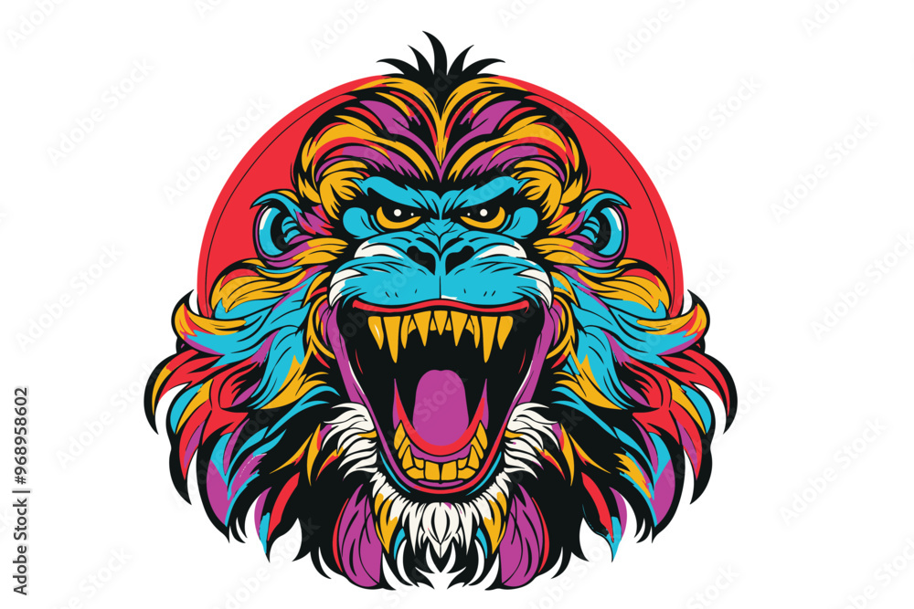 Obraz premium Vector illustration of a majestic beast animal roaring