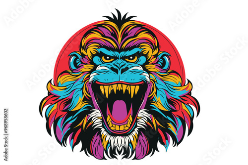 Vector illustration of a majestic beast animal roaring