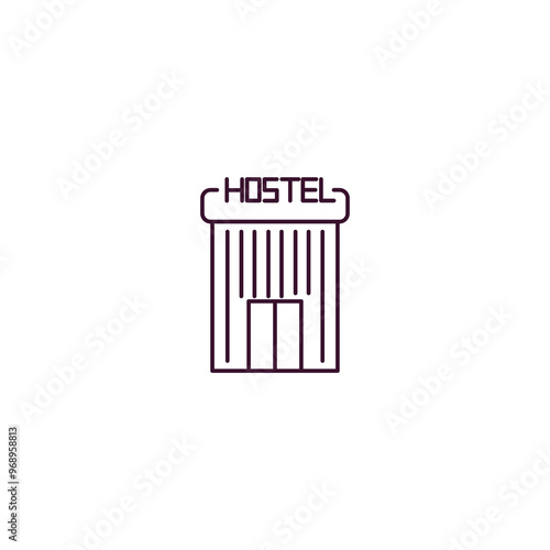 hostel outline icon. Linear vector from hotel concept. Thin line hostel icon isolated on white background