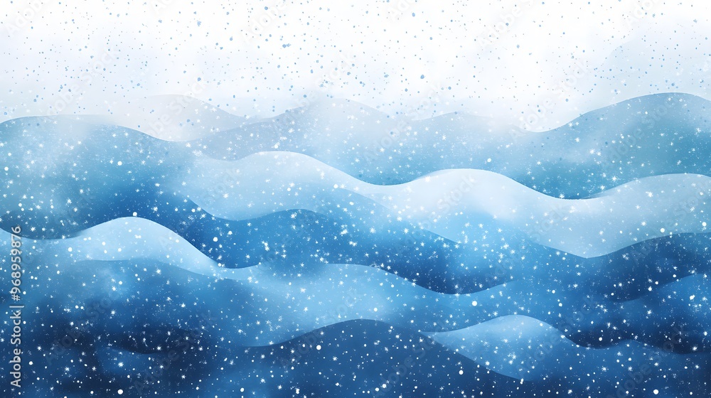 Delicate white snowflakes gently fall against a soft, blurred blue background, creating a serene winter scene. The snow-covered landscape adds a peaceful, seasonal ambiance. Delicate white snowflakes gently fall against a soft, blurred blue background, creating a serene winter scene. The snow-covered landscape adds a peaceful, seasonal ambiance.
