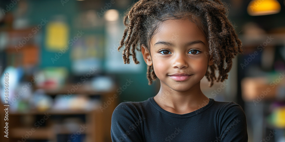 Portrait of a black school child looking into the camera Portrait of a black school child looking into the camera