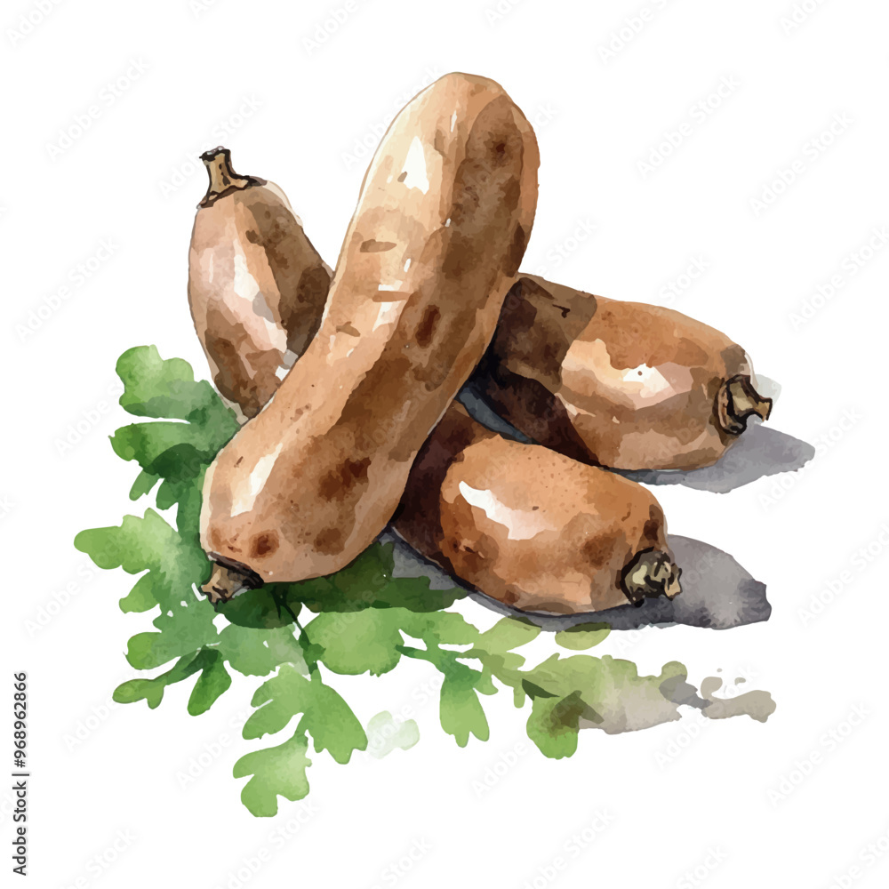 Fototapeta premium Watercolor tamarind on white background