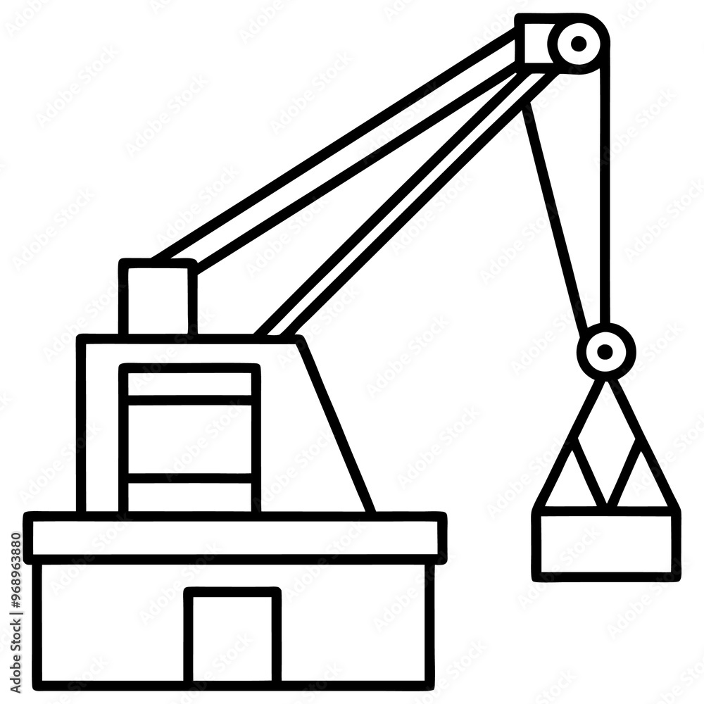 crane machine outline coloring book page line art drawing crane machine outline coloring book page line art drawing