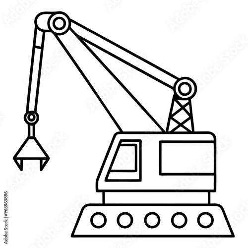 crane machine outline coloring book page line art drawing