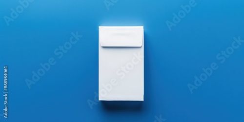 Elegant white packet on a cobalt blue background, ideal for striking product mockups with space for text.