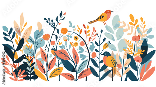 Contemporary Abstract Botanical Wall Art Prints in Modern Style