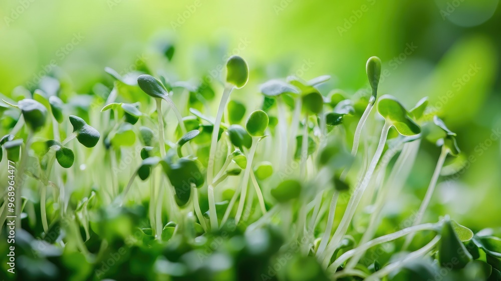 Detailed shot of green broccoli sprouts on a plain background, ideal for promoting fresh, healthy eating and vegetarian options. Detailed shot of green broccoli sprouts on a plain background, ideal for promoting fresh, healthy eating and vegetarian options.
