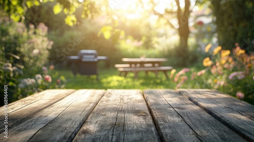 The Wooden Table in Garden