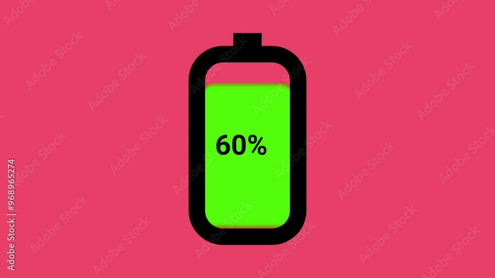 Video animation of battery charging with a bright colorful background