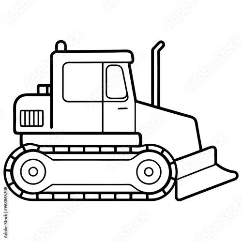 crawler dozer machine outline coloring book page line art drawing