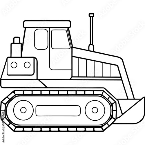 crawler dozer machine outline coloring book page line art drawing