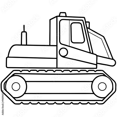 crawler dozer machine outline coloring book page line art drawing