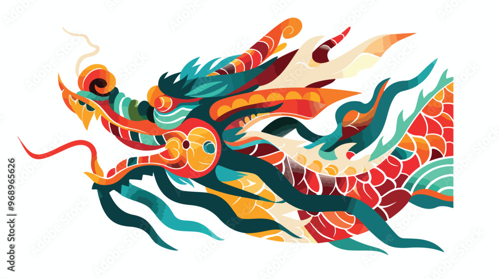 Abstract Chinese Dragon Head Vector Isolated on White Background Abstract Chinese Dragon Head Vector Isolated on White Background