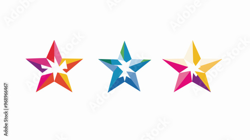 Abstract Colorful Star Icon Flat Vector Isolated on White Background
