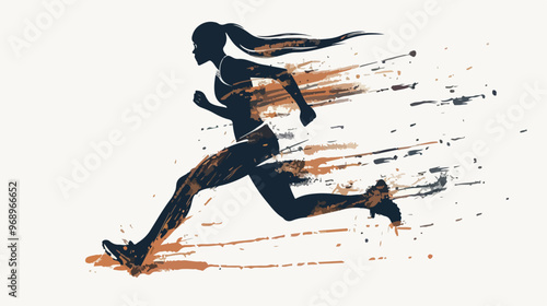 Dynamic Abstract Concept of Young Sportswoman Running in Motion Blur