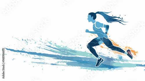 Dynamic Abstract of Young Female Athlete Running Outdoors