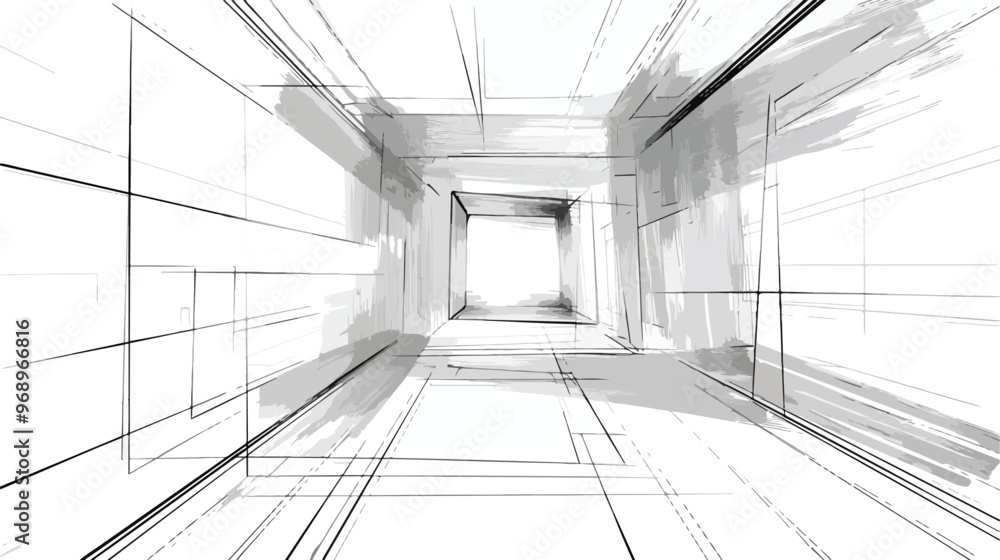 Innovative Virtual Abstract Cube in Futuristic Room Innovative Virtual Abstract Cube in Futuristic Room