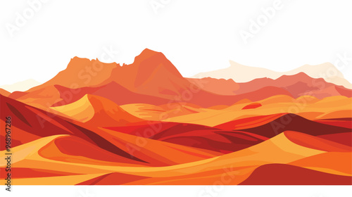 Abstract Desert Landscape Vector Isolated on White Background
