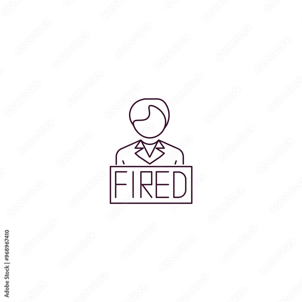 fired outline icon. Linear vector from human resources concept. Thin line fired icon isolated on white background fired outline icon. Linear vector from human resources concept. Thin line fired icon isolated on white background