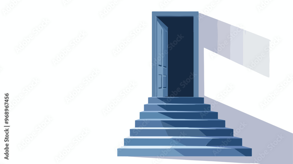 Fototapeta premium Abstract Doorway with Stairs Flat Vector Isolated on White Background