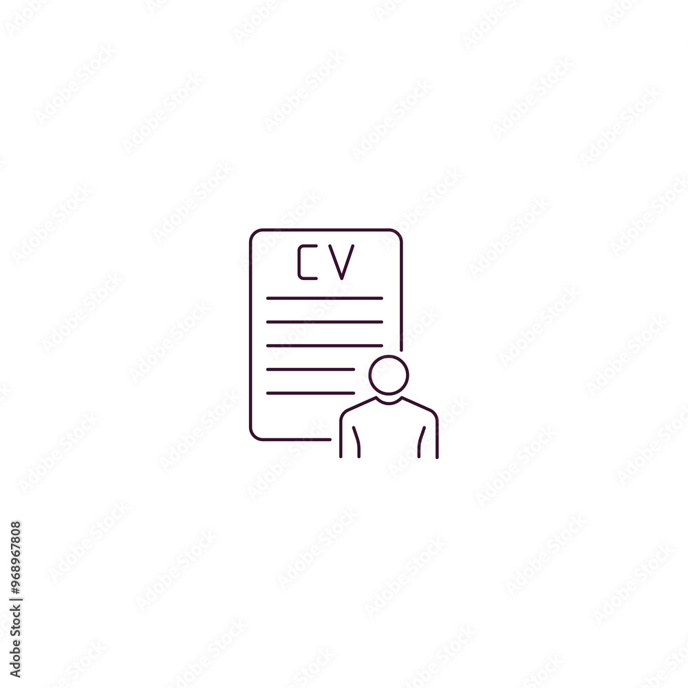cv outline icon. Linear vector from human resources concept. Thin line cv icon isolated on white background cv outline icon. Linear vector from human resources concept. Thin line cv icon isolated on white background