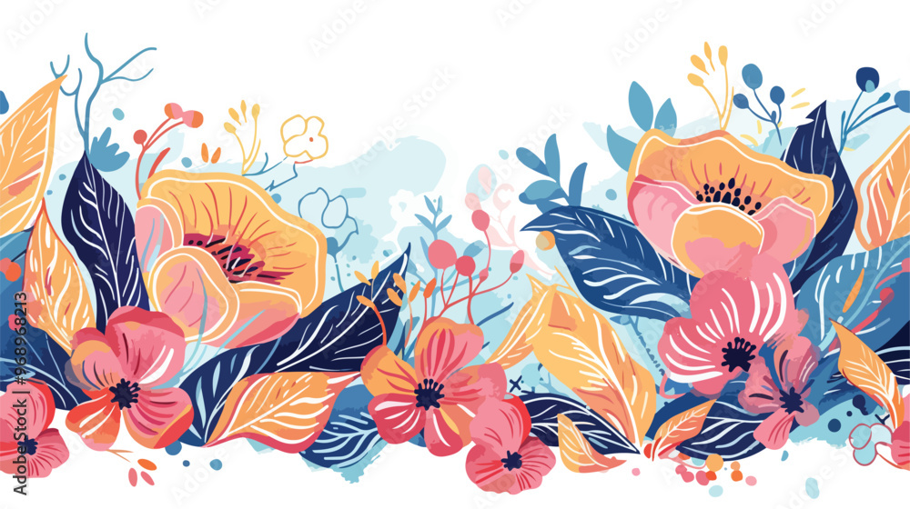 Handdrawn Abstract Floral Banner Vector Illustration Handdrawn Abstract Floral Banner Vector Illustration
