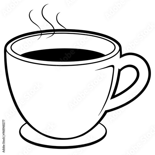 cup of coffee outline coloring book page line art drawing