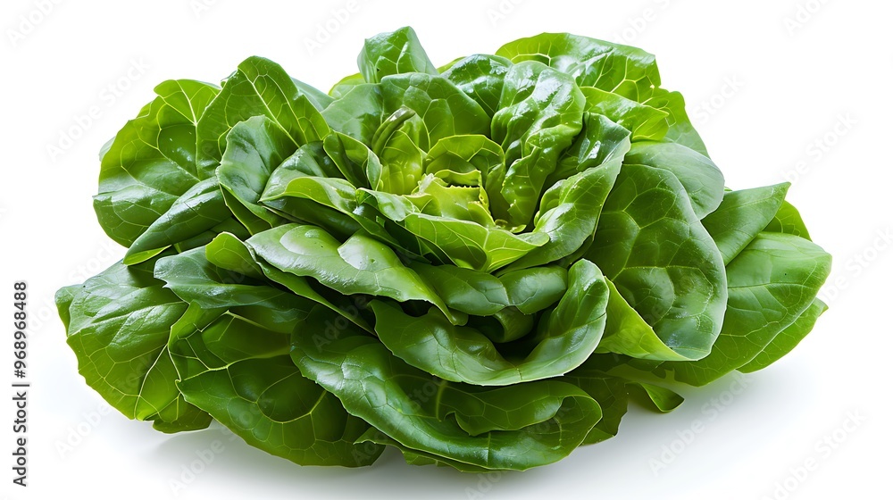 A close up of butterhead lettuce on isolated white background A close up of butterhead lettuce on isolated white background