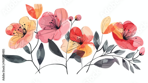 Abstract Flower with Branches Vector Illustration