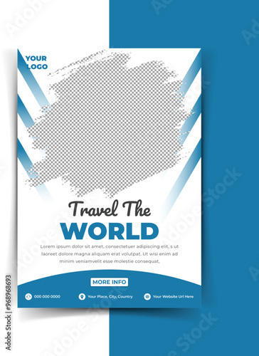 Vacation travel flyer design template. Summer flyer template.