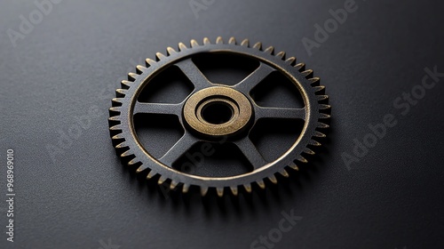 A single gear on a black background. photo