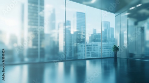 Blurred empty open space office. Modern business and finance presentation background