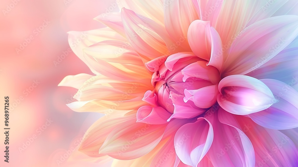 Colorful Dahlia Flower in Pastel Gradient Bloom Colorful Dahlia Flower in Pastel Gradient Bloom