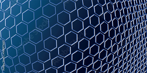 Blue Hexagon Pattern. Abstract Medical Chemical Technology Background. Hexagon Pattern for High Tech Science Design. Vector Illustration.