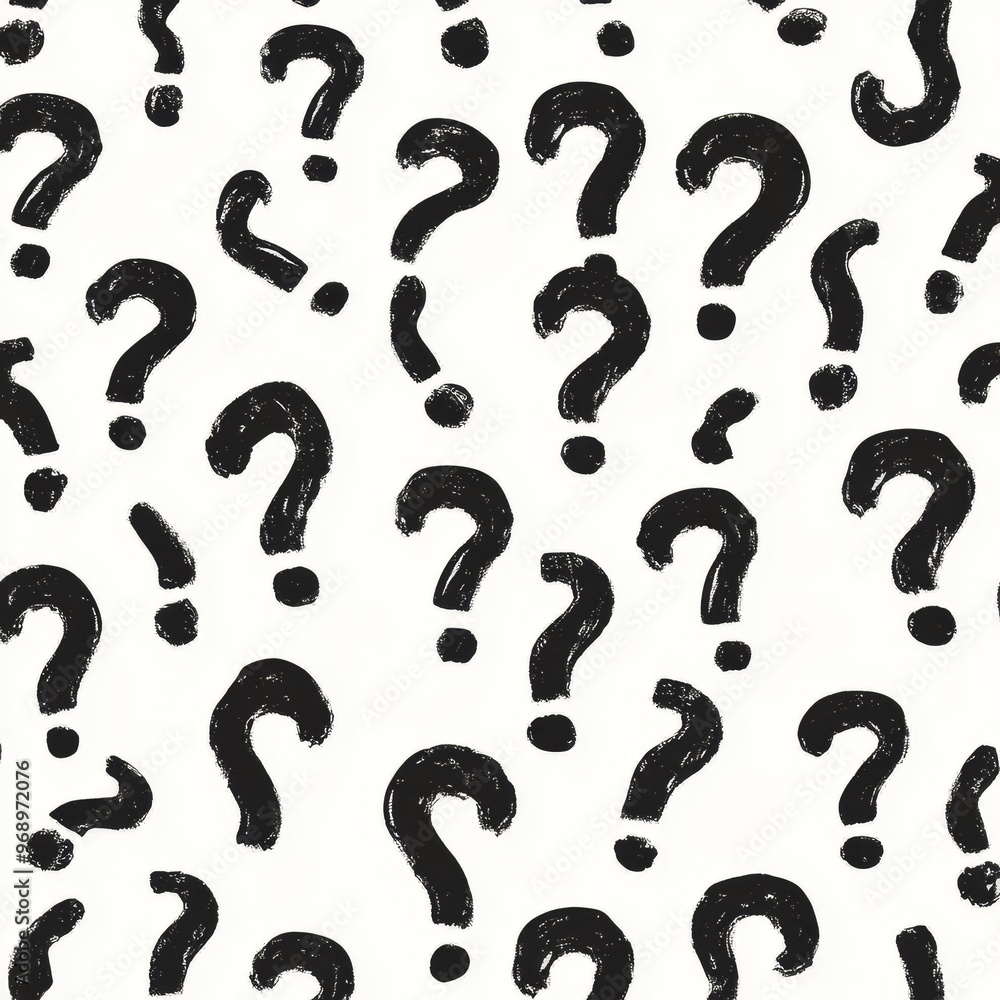 The pattern is a random black question mark on a white background. The pattern is a random black question mark on a white background.