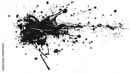 Elegant Abstract Black and White Paint Splashes Art