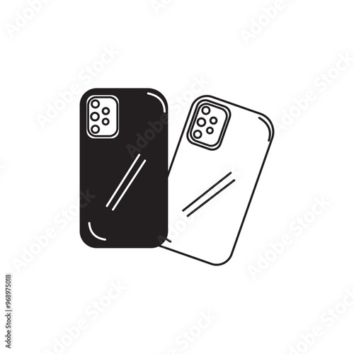 mobile phone camera icon illustration with outline style